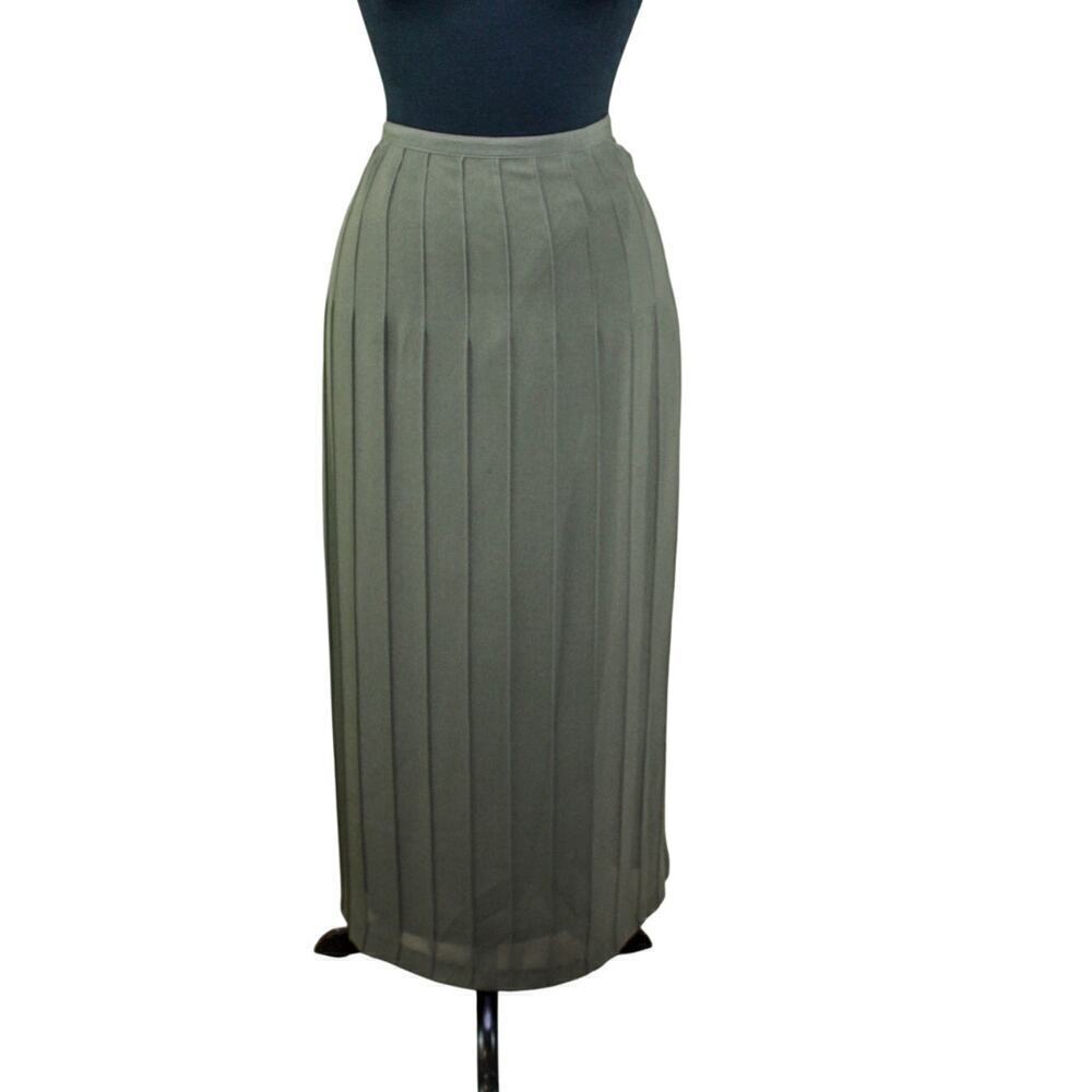 Norton McNaughton Midi Skirt Moss Green Layered Straight Pencil 12P